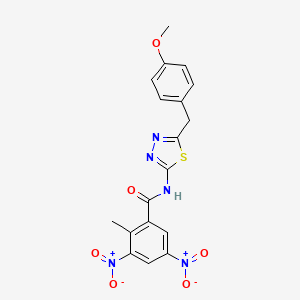 molecular formula C18H15N5O6S B14937643 N-[5-(4-methoxybenzyl)-1,3,4-thiadiazol-2-yl]-2-methyl-3,5-dinitrobenzamide 