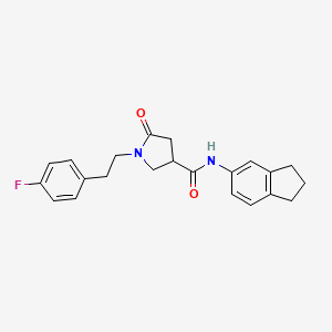 molecular formula C22H23FN2O2 B14937680 N-(2,3-dihydro-1H-inden-5-yl)-1-[2-(4-fluorophenyl)ethyl]-5-oxopyrrolidine-3-carboxamide 