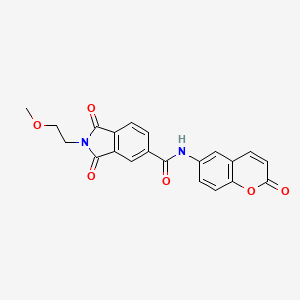 molecular formula C21H16N2O6 B14937686 2-(2-methoxyethyl)-1,3-dioxo-N-(2-oxo-2H-chromen-6-yl)-2,3-dihydro-1H-isoindole-5-carboxamide 