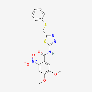 molecular formula C18H16N4O5S2 B14937730 4,5-dimethoxy-2-nitro-N-{5-[(phenylsulfanyl)methyl]-1,3,4-thiadiazol-2-yl}benzamide 