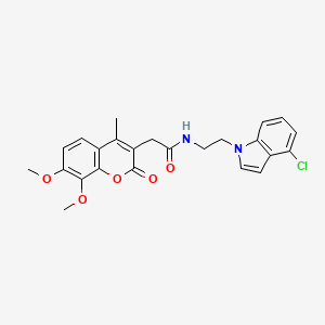 molecular formula C24H23ClN2O5 B14937762 N-[2-(4-chloro-1H-indol-1-yl)ethyl]-2-(7,8-dimethoxy-4-methyl-2-oxo-2H-chromen-3-yl)acetamide 