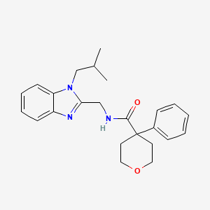 molecular formula C24H29N3O2 B14937824 N-{[1-(2-methylpropyl)-1H-benzimidazol-2-yl]methyl}-4-phenyltetrahydro-2H-pyran-4-carboxamide 