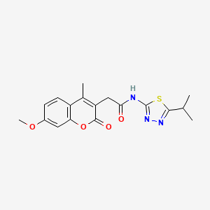 2-(7-methoxy-4-methyl-2-oxo-2H-chromen-3-yl)-N-[(2E)-5-(propan-2-yl)-1,3,4-thiadiazol-2(3H)-ylidene]acetamide