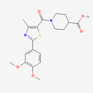 molecular formula C19H22N2O5S B14938088 1-{[2-(3,4-Dimethoxyphenyl)-4-methyl-1,3-thiazol-5-yl]carbonyl}piperidine-4-carboxylic acid 