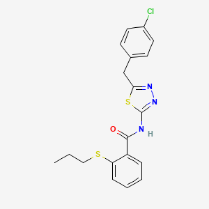 molecular formula C19H18ClN3OS2 B14938153 N-[5-(4-chlorobenzyl)-1,3,4-thiadiazol-2-yl]-2-(propylsulfanyl)benzamide 