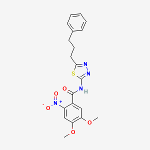 molecular formula C20H20N4O5S B14938179 4,5-dimethoxy-2-nitro-N-[5-(3-phenylpropyl)-1,3,4-thiadiazol-2-yl]benzamide 