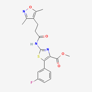 molecular formula C19H18FN3O4S B14938247 Methyl 2-{[3-(3,5-dimethyl-1,2-oxazol-4-yl)propanoyl]amino}-5-(3-fluorophenyl)-1,3-thiazole-4-carboxylate 