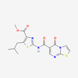 molecular formula C16H16N4O4S2 B14938340 methyl 5-(2-methylpropyl)-2-{[(5-oxo-5H-[1,3]thiazolo[3,2-a]pyrimidin-6-yl)carbonyl]amino}-1,3-thiazole-4-carboxylate 