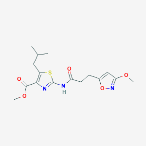 molecular formula C16H21N3O5S B14938427 Methyl 2-{[3-(3-methoxy-1,2-oxazol-5-yl)propanoyl]amino}-5-(2-methylpropyl)-1,3-thiazole-4-carboxylate 