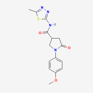 molecular formula C15H16N4O3S B14938441 1-(4-methoxyphenyl)-N-(5-methyl-1,3,4-thiadiazol-2-yl)-5-oxopyrrolidine-3-carboxamide 