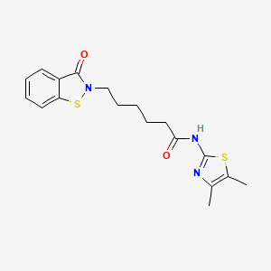 molecular formula C18H21N3O2S2 B14938447 N-[(2E)-4,5-dimethyl-1,3-thiazol-2(3H)-ylidene]-6-(3-oxo-1,2-benzothiazol-2(3H)-yl)hexanamide 