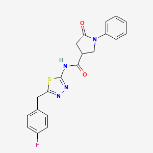 molecular formula C20H17FN4O2S B14938454 N-[(2E)-5-(4-fluorobenzyl)-1,3,4-thiadiazol-2(3H)-ylidene]-5-oxo-1-phenylpyrrolidine-3-carboxamide 