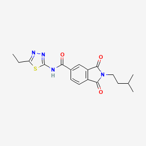 molecular formula C18H20N4O3S B14938483 N-[(2E)-5-ethyl-1,3,4-thiadiazol-2(3H)-ylidene]-2-(3-methylbutyl)-1,3-dioxo-2,3-dihydro-1H-isoindole-5-carboxamide 