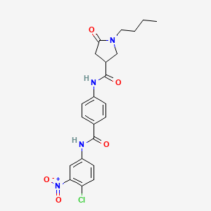 molecular formula C22H23ClN4O5 B14938490 1-butyl-N-{4-[(4-chloro-3-nitrophenyl)carbamoyl]phenyl}-5-oxopyrrolidine-3-carboxamide 