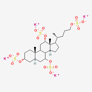 molecular formula C24H38K4O16S4 B1493856 tetrapotassium;[(3R,5R,7R,10S,12S,13R,14S)-10,13-dimethyl-3,7-disulfonatooxy-17-[(2R)-5-sulfonatooxypentan-2-yl]-2,3,4,5,6,7,8,9,11,12,14,15,16,17-tetradecahydro-1H-cyclopenta[a]phenanthren-12-yl] sulfate 