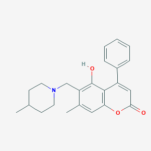 molecular formula C23H25NO3 B14938579 5-hydroxy-7-methyl-6-[(4-methylpiperidin-1-yl)methyl]-4-phenyl-2H-chromen-2-one 