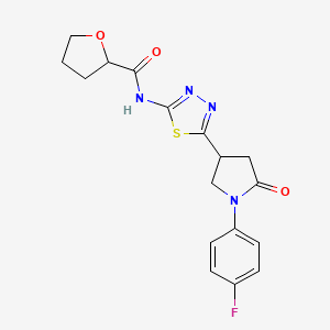 N-{5-[1-(4-fluorophenyl)-5-oxopyrrolidin-3-yl]-1,3,4-thiadiazol-2-yl}tetrahydrofuran-2-carboxamide