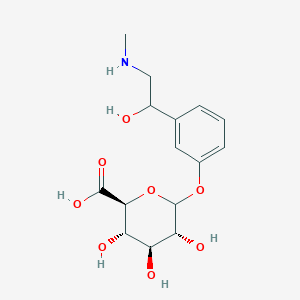 molecular formula C15H21NO8 B1493873 (2S,3S,4S,5R)-3,4,5-Trihydroxy-6-(3-(1-hydroxy-2-(methylamino)ethyl)phenoxy)tetrahydro-2H-pyran-2-carboxylic acid 