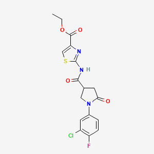 Ethyl 2-({[1-(3-chloro-4-fluorophenyl)-5-oxopyrrolidin-3-yl]carbonyl}amino)-1,3-thiazole-4-carboxylate