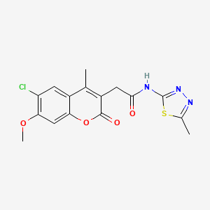 molecular formula C16H14ClN3O4S B14938752 2-(6-chloro-7-methoxy-4-methyl-2-oxo-2H-chromen-3-yl)-N-(5-methyl-1,3,4-thiadiazol-2-yl)acetamide 