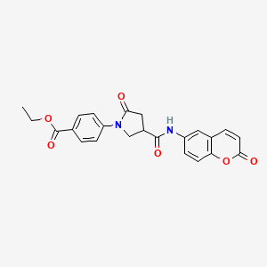 ethyl 4-{2-oxo-4-[(2-oxo-2H-chromen-6-yl)carbamoyl]pyrrolidin-1-yl}benzoate