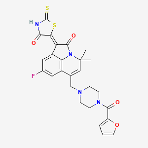 molecular formula C26H23FN4O4S2 B14938948 5-[8-Fluoro-6-{[4-(2-furylcarbonyl)piperazino]methyl}-4,4-dimethyl-2-oxo-4H-pyrrolo[3,2,1-IJ]quinolin-1(2H)-yliden]-2-thioxo-1,3-thiazolan-4-one 