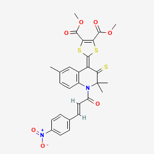 dimethyl 2-{2,2,6-trimethyl-1-[(2E)-3-(4-nitrophenyl)prop-2-enoyl]-3-thioxo-2,3-dihydroquinolin-4(1H)-ylidene}-1,3-dithiole-4,5-dicarboxylate