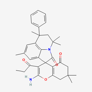 2-Amino-4',4',6',7,7,8'-hexamethyl-6'-phenyl-3-propionyl-5',6',7,8-tetrahydro-4'H-spiro[chromene-4,1'-pyrrolo[3,2,1-IJ]quinoline]-2',5(6H)-dione