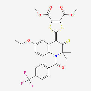 dimethyl 2-[6-ethoxy-2,2-dimethyl-3-thioxo-1-{[4-(trifluoromethyl)phenyl]carbonyl}-2,3-dihydroquinolin-4(1H)-ylidene]-1,3-dithiole-4,5-dicarboxylate