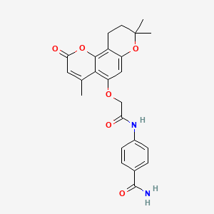 molecular formula C24H24N2O6 B14939198 4-({[(4,8,8-trimethyl-2-oxo-9,10-dihydro-2H,8H-pyrano[2,3-f]chromen-5-yl)oxy]acetyl}amino)benzamide 