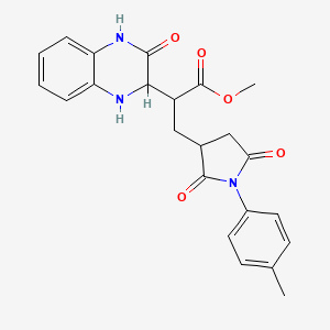 molecular formula C23H23N3O5 B14939199 Methyl 3-[1-(4-methylphenyl)-2,5-dioxopyrrolidin-3-yl]-2-(3-oxo-1,2,3,4-tetrahydroquinoxalin-2-yl)propanoate 