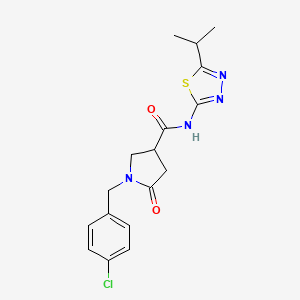 molecular formula C17H19ClN4O2S B14939210 1-(4-chlorobenzyl)-5-oxo-N-[(2E)-5-(propan-2-yl)-1,3,4-thiadiazol-2(3H)-ylidene]pyrrolidine-3-carboxamide 