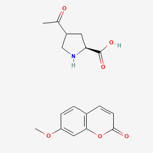 molecular formula C17H19NO6 B1493926 (2S)-4-acetylpyrrolidine-2-carboxylic acid;7-methoxychromen-2-one 