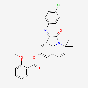 molecular formula C28H23ClN2O4 B14939263 (1E)-1-[(4-chlorophenyl)imino]-4,4,6-trimethyl-2-oxo-1,2-dihydro-4H-pyrrolo[3,2,1-ij]quinolin-8-yl 2-methoxybenzoate 