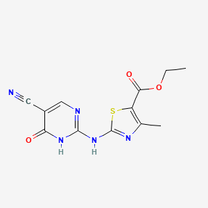 molecular formula C12H11N5O3S B14939356 Ethyl 2-[(5-cyano-6-oxo-1,6-dihydropyrimidin-2-yl)amino]-4-methyl-1,3-thiazole-5-carboxylate 