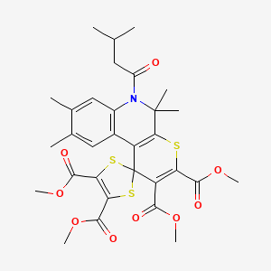 Tetramethyl 5',5',8',9'-tetramethyl-6'-(3-methylbutanoyl)-5',6'-dihydrospiro[1,3-dithiole-2,1'-thiopyrano[2,3-c]quinoline]-2',3',4,5-tetracarboxylate