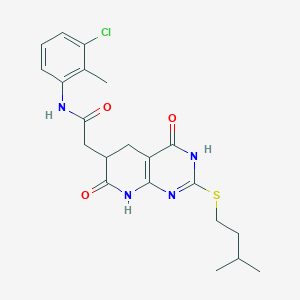 N-(3-Chloro-2-methylphenyl)-2-[2-(isopentylsulfanyl)-4,7-dioxo-1,4,5,6,7,8-hexahydropyrido[2,3-D]pyrimidin-6-YL]acetamide