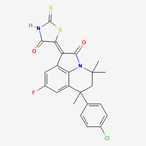 molecular formula C23H18ClFN2O2S2 B14939471 (1Z)-6-(4-chlorophenyl)-8-fluoro-4,4,6-trimethyl-1-(4-oxo-2-thioxo-1,3-thiazolidin-5-ylidene)-5,6-dihydro-4H-pyrrolo[3,2,1-ij]quinolin-2(1H)-one 