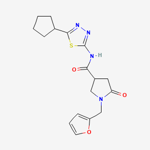 molecular formula C17H20N4O3S B14939508 N-(5-cyclopentyl-1,3,4-thiadiazol-2-yl)-1-(furan-2-ylmethyl)-5-oxopyrrolidine-3-carboxamide 