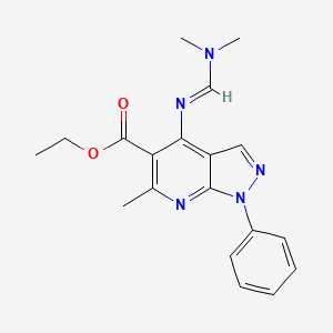 Ethyl 4-{[(E)-1-(dimethylamino)methylidene]amino}-6-methyl-1-phenyl-1H-pyrazolo[3,4-B]pyridine-5-carboxylate