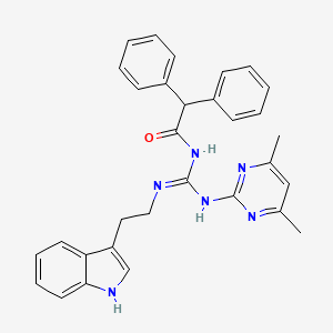 N-[(E)-[(4,6-dimethylpyrimidin-2-yl)amino]{[2-(1H-indol-3-yl)ethyl]amino}methylidene]-2,2-diphenylacetamide