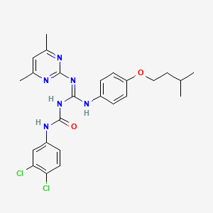 1-(3,4-dichlorophenyl)-3-[(E)-[(4,6-dimethylpyrimidin-2-yl)amino]{[4-(3-methylbutoxy)phenyl]amino}methylidene]urea