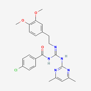 molecular formula C24H26ClN5O3 B14939980 4-chloro-N-{(E)-{[2-(3,4-dimethoxyphenyl)ethyl]amino}[(4,6-dimethylpyrimidin-2-yl)amino]methylidene}benzamide 