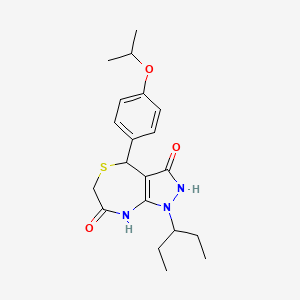 molecular formula C20H27N3O3S B14939986 7-hydroxy-1-(pentan-3-yl)-4-[4-(propan-2-yloxy)phenyl]-1,2,4,6-tetrahydro-3H-pyrazolo[3,4-e][1,4]thiazepin-3-one 