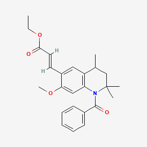 molecular formula C25H29NO4 B14940011 Ethyl (E)-3-(1-benzoyl-7-methoxy-2,2,4-trimethyl-1,2,3,4-tetrahydro-6-quinolinyl)-2-propenoate 