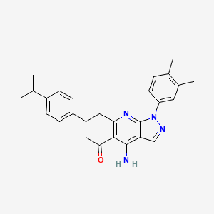 4-Amino-1-(3,4-dimethylphenyl)-7-[4-(propan-2-YL)phenyl]-1H,5H,6H,7H,8H-pyrazolo[3,4-B]quinolin-5-one