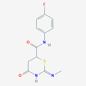 molecular formula C12H12FN3O2S B14940070 N-(4-fluorophenyl)-2-(methylamino)-4-oxo-5,6-dihydro-4H-1,3-thiazine-6-carboxamide 