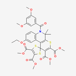 Tetramethyl 6'-[(3,5-dimethoxyphenyl)carbonyl]-9'-ethoxy-5',5'-dimethyl-5',6'-dihydrospiro[1,3-dithiole-2,1'-thiopyrano[2,3-c]quinoline]-2',3',4,5-tetracarboxylate