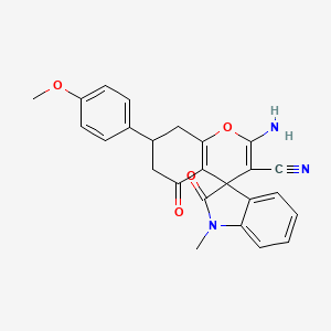 molecular formula C25H21N3O4 B14940113 2-Amino-7-(4-methoxyphenyl)-1'-methyl-2',5-dioxo-1',2',5,6,7,8-hexahydrospiro[chromene-4,3'-indole]-3-carbonitrile 