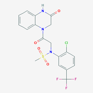 molecular formula C18H15ClF3N3O4S B14940164 N-[2-chloro-5-(trifluoromethyl)phenyl]-N-[2-oxo-2-(3-oxo-3,4-dihydroquinoxalin-1(2H)-yl)ethyl]methanesulfonamide 